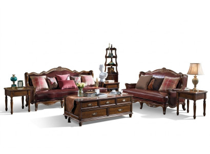 Empire USA Meble Antyk Style Skórzana Sofa 3+2 miejsce do siedzenia Zestaw sofowy Sofa