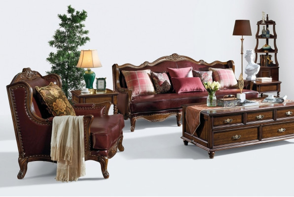 Klasyczny skórzany komplet Chesterfield Baroque Rokoko Zestaw sofowy 3+1
