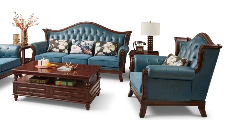 Zestaw skórzany Chesterfield Classic Baroque Rokoko Zestaw sofowy 3+1