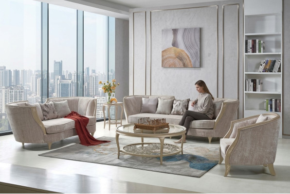 Luksusowy zestaw sofowy Hotel Meble Sofa Kanapa Elegancki styl Sofa materiałowa