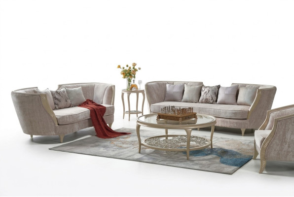 Ekskluzywny Beżowy Zestaw sofowy 3+2 miejsce do siedzenia Designer 2szt. Zestaw kanap tekstylnych
