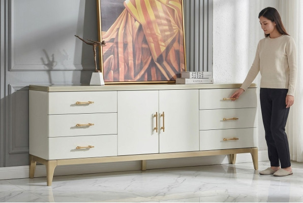 Kredens Designer Luxury Szafki Drewno Biały Komody Szafa