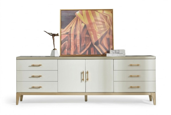 Kredens Designer Luxury Szafki Drewno Biały Komody Szafa