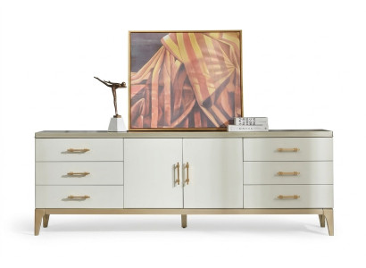 Kredens Designer Luxury Szafki Drewno Biały Komody Szafa