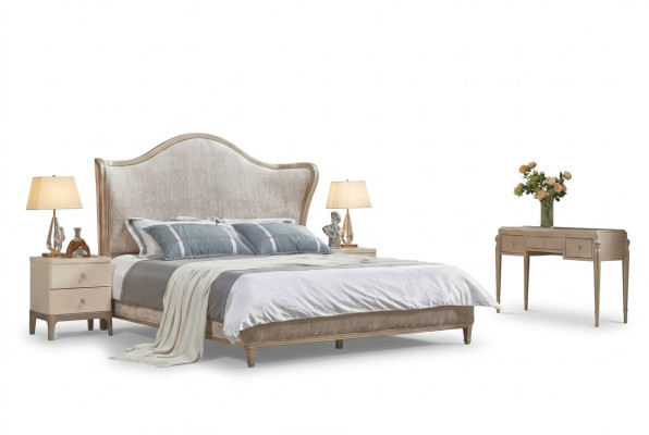 Design Luxury Double Silver łóżka Meble Sypialnia Łóżko Podkładka Materiał Włókienniczy