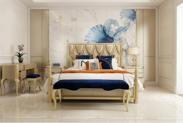 Design Sypialnia Łóżko Luksusowe Podwójne łóżko Drewno Nowoczesna Podkładka Meble 180x200cm