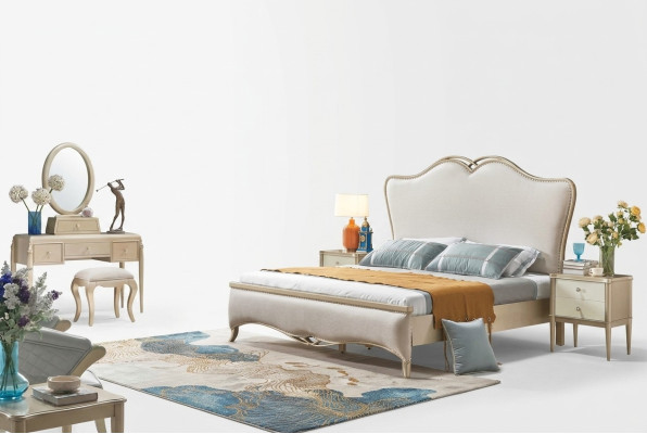 Łóżko Podkładka Design Luksusowe Łóżko Podwójne Biały 180x200cm Sypialnia Meble Nowe