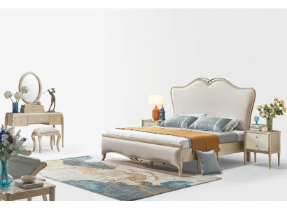 Łóżko Podkładka Design Luksusowe Łóżko Podwójne Biały 180x200cm Sypialnia Meble Nowe