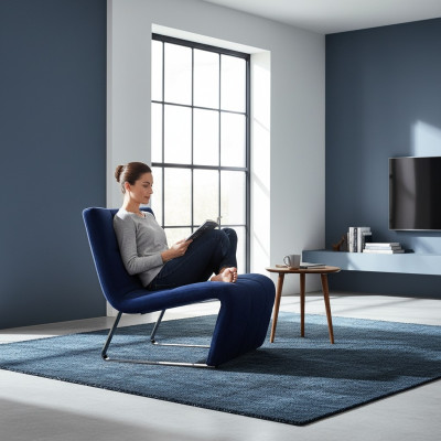 Fotel bez Podłokietnik Luksusowa Podkładka Design Meble Italian Style Włókienniczy Niebieski