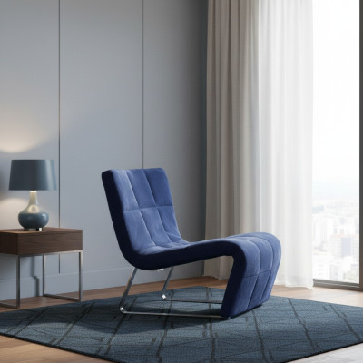 Fotel bez Podłokietnik Luksusowa Podkładka Design Meble Italian Style Włókienniczy Niebieski