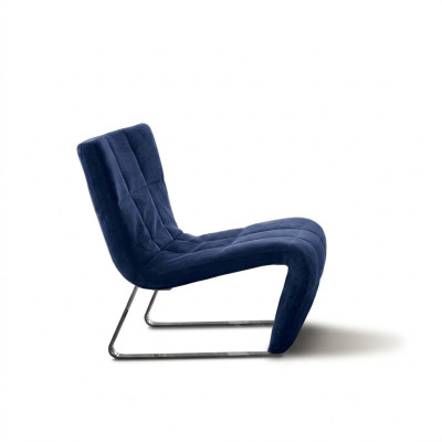 Fotel bez Podłokietnik Luksusowa Podkładka Design Meble Italian Style Włókienniczy Niebieski