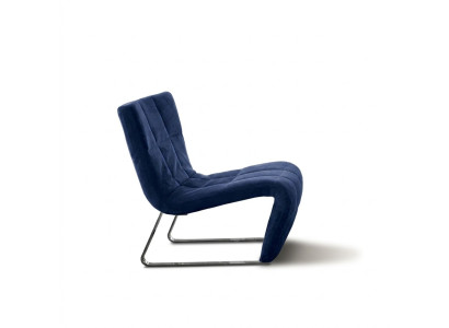 Fotel bez Podłokietnik Luksusowa Podkładka Design Meble Italian Style Włókienniczy Niebieski