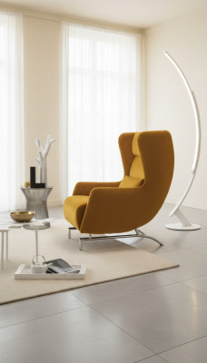 Fotel Siedziba Jednomiejscowy Design Żółty Podkładka Salon Meble EarsFotel Prianera