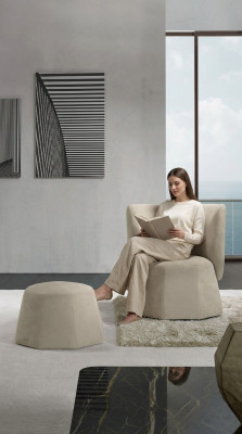 Stołek Design Drewno Włoskie Meble Luksusowy Salon Nowoczesny Podnóżek Szary Nowość