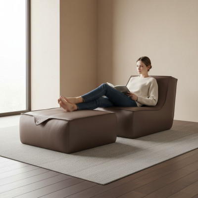 Design Fotel Stołek Luksusowa Sofa Jednoosobowa Nowoczesna Szara Skóra Meble Jednoosobowa Prianera
