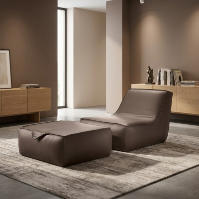 Design Fotel Stołek Luksusowa Sofa Jednoosobowa Nowoczesna Szara Skóra Meble Jednoosobowa Prianera