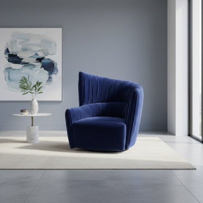 Fotel Luxury Design Meble Blue Modern Style Design Włókienniczy Salon Lounge Nowość