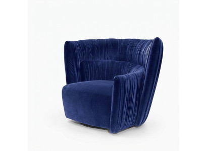 Fotel Jednomiejscowy Włoski Styl Podkładka Drewno Włókienniczy Prianera Luxury Blue