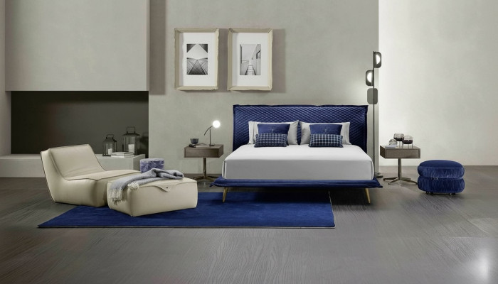 Podwójne łóżko rama łóżka Łóżko Drewno Sypialnia Blue Classic Prianera Nowość