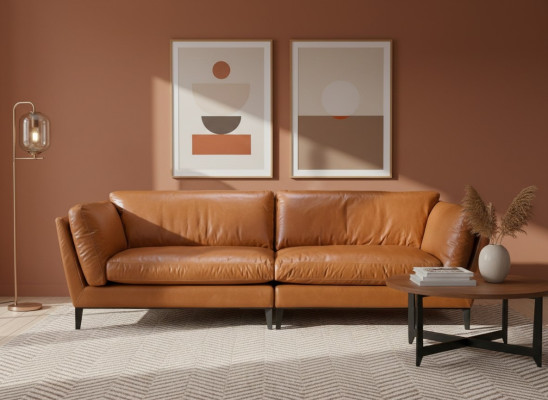 Sofa 3 miejsce do siedzenia Brązowa Luxury Design Meble Meble do Salonu Skóra Prianera Style Nowość