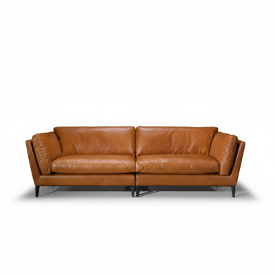 Sofa 3 miejsce do siedzenia Brązowa Luxury Design Meble Meble do Salonu Skóra Prianera Style Nowość