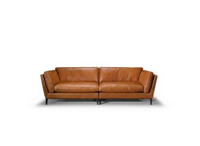 Sofa 3 miejsce do siedzenia Brązowa Luxury Design Meble Meble do Salonu Skóra Prianera Style Nowość