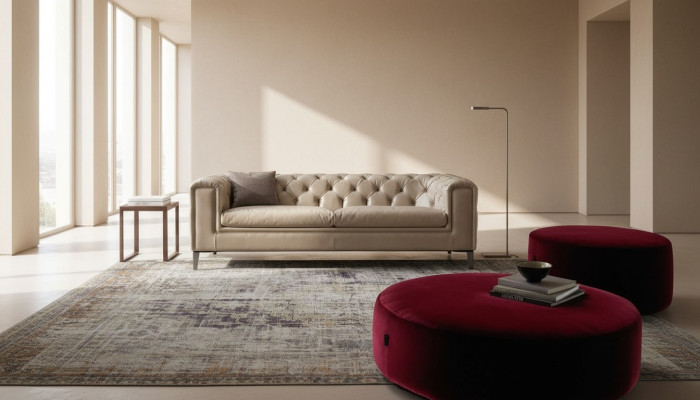 Sofa 3 Siedziba Salon Chesterfield Meble Design Luksusowy Włoski Styl Beżowy