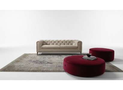 Sofa 3 Siedziba Salon Chesterfield Meble Design Luksusowy Włoski Styl Beżowy