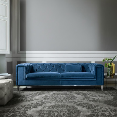 Sofa 3 miejsce do siedzenia Blue Luxury Włókienniczy Living Room Design Meble włoskie