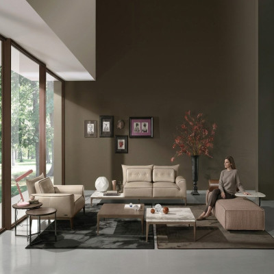 Luksusowy Ustawić Zestaw sofowy 2+1 Siedziba Sofa Sofy Fotel Skóra 2szt. PRIANERA