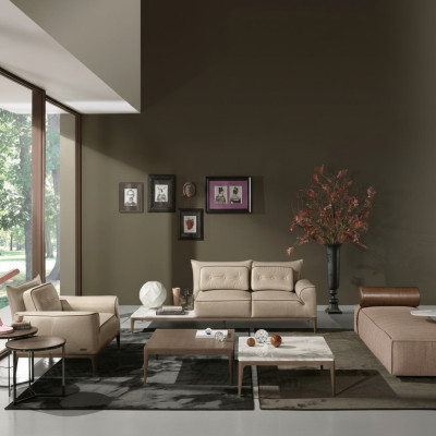 Luksusowy Ustawić Zestaw sofowy 2+1 Siedziba Sofa Sofy Fotel Skóra 2szt. PRIANERA