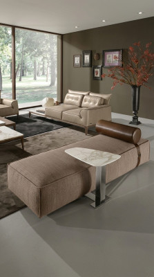 Luksusowy szezlong Materiał Projekt salonu Sofa Brązowe meble Kanapy Prianera