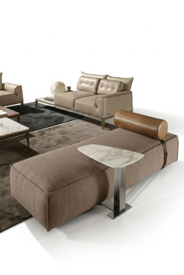 Luksusowy szezlong Materiał Projekt salonu Sofa Brązowe meble Kanapy Prianera