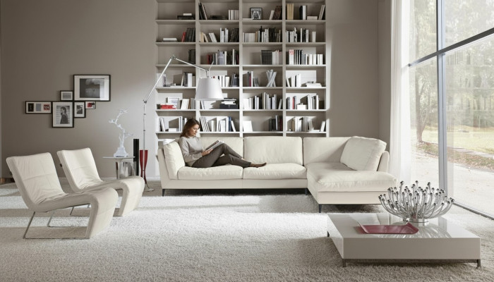 Prianera Sofa Narożnikowa kanapa Living Room Design Skóra Nowoczesny kształt litery L