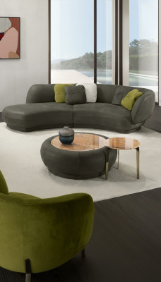 Włókienniczy Sofa 3 miejsce do siedzenia Podkładka Skóra Modern Relaks Siedziba Luxus Meble Narożnikowa kanapa Okrągłe