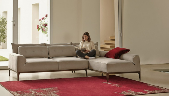 Narożnikowa kanapa L Shape Couch Luxury Meble Sofa Szara Design Meble do salonu Włoskie