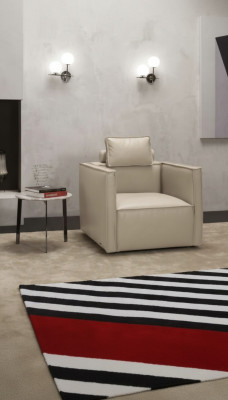 Fotel Single Seater Luxury 1 Siedziba Podkładka Siedziba Design Beżowy Siedziba Skóra Prianera Nowość