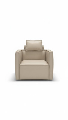 Fotel Single Seater Luxury 1 Siedziba Podkładka Siedziba Design Beżowy Siedziba Skóra Prianera Nowość