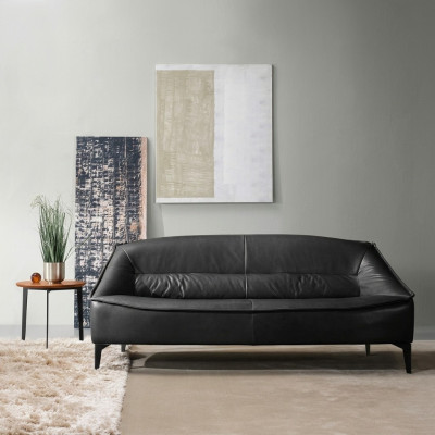 Luksusowa trzyosobowa sofa 3 miejsce do siedzenia Sofy Siedziba Skóra Design Couch Meble Style Czarny