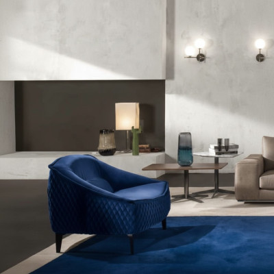 Fotel Meble Nowoczesny Materiał Lounge Włókienniczy Luksus Siedziba Relaks Meble Blue Prianera