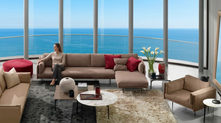 Brązowa Narożnikowa kanapa Sofa w kształcie litery L Couch Design Podkładka Modern Włókienniczy Living Room
