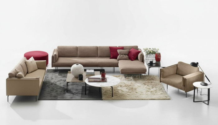 Brązowa Narożnikowa kanapa Sofa w kształcie litery L Couch Design Podkładka Modern Włókienniczy Living Room