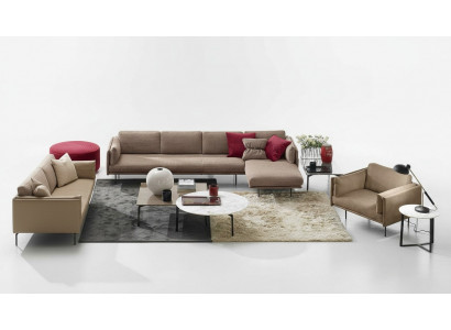 Brązowa Narożnikowa kanapa Sofa w kształcie litery L Couch Design Podkładka Modern Włókienniczy Living Room