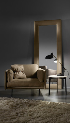 Design Fotel Szary Podkładka Skóra Nowoczesny Salon Luksusowe Drewno Meble Relaks Nowość