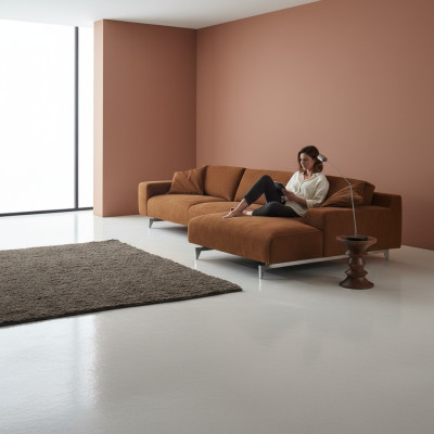 Narożnikowa kanapa Brown Design Tapicerowana kanapa Włókienniczy Salon Sofy w kształcie litery L Prianera