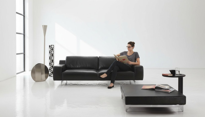 Luksusowa trzyosobowa sofa 3 miejsce do siedzenia Sofy Siedziba designerska kanapa Meble w stylu Skóra Czarny