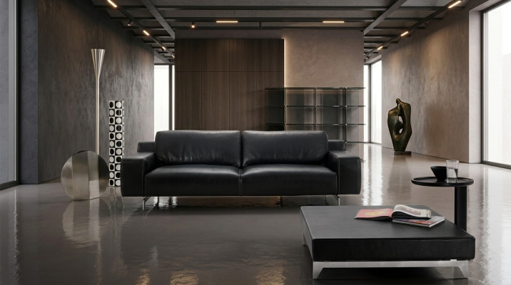 Luksusowa trzyosobowa sofa 3 miejsce do siedzenia Sofy Siedziba designerska kanapa Meble w stylu Skóra Czarny