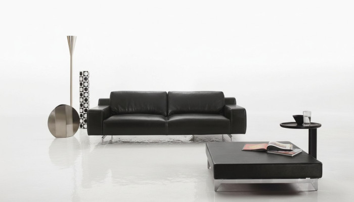 Luksusowa trzyosobowa sofa 3 miejsce do siedzenia Sofy Siedziba designerska kanapa Meble w stylu Skóra Czarny