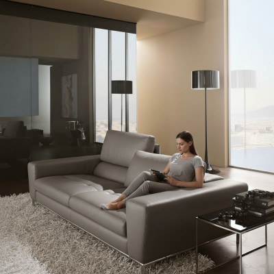 Skóra Sofa trzyosobowa luksusowa 3 Siedziba Sofy Siedziba Design Couch Meble Szary Prianera