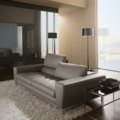 Skóra Sofa trzyosobowa luksusowa 3 Siedziba Sofy Siedziba Design Couch Meble Szary Prianera